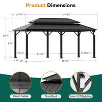Alora Luxury Double Roof Hardtop Aluminum Gazebo With Decor Hooks, Mosquito Nettings, And LED Lights