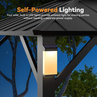 Alora Luxury Double Roof Hardtop Aluminum Gazebo With Decor Hooks, Mosquito Nettings, And LED Lights