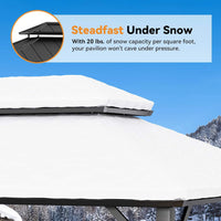 Alora Luxury Double Roof Hardtop Aluminum Gazebo With Decor Hooks, Mosquito Nettings, And LED Lights