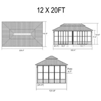 Alora Oasis Luxury Heavy-Duty Hardtop Sunroom With Aluminum Frame And LED Lights