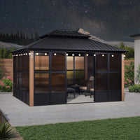 Alora Oasis Luxury Heavy-Duty Hardtop Sunroom With Aluminum Frame And LED Lights