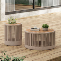 Alora Modern Rustic Coffee Table & Side Table With Woven Rope Design