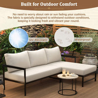 Alora Outdoor 3-Person L-Shaped Patio Sofa With Iron Frame And Thick Cushions [No Coffee Table]