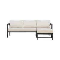 Alora Outdoor 3-Person L-Shaped Patio Sofa With Iron Frame And Thick Cushions [No Coffee Table]