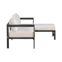 Alora Outdoor 3-Person L-Shaped Patio Sofa With Iron Frame And Thick Cushions [No Coffee Table]