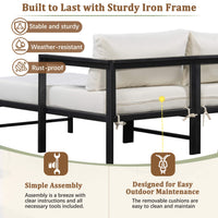 Alora Outdoor 3-Person L-Shaped Patio Sofa With Iron Frame And Thick Cushions [No Coffee Table]