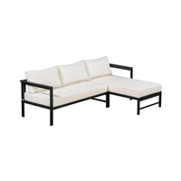Alora Outdoor 3-Person L-Shaped Patio Sofa With Iron Frame And Thick Cushions [No Coffee Table]