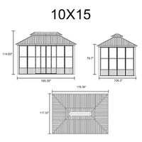 Alora Vista Outdoor Hardtop Aluminum Solarium With Double Roof And LED Lights