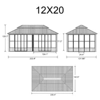 Alora Vista Outdoor Hardtop Aluminum Solarium With Double Roof And LED Lights