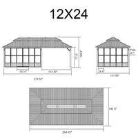 Alora Vista Outdoor Hardtop Aluminum Solarium With Double Roof And LED Lights
