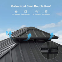 Alora Vista Outdoor Hardtop Aluminum Solarium With Double Roof And LED Lights
