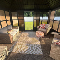 Alora Vista Outdoor Hardtop Aluminum Solarium With Double Roof And LED Lights