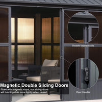 Alora Vista Outdoor Hardtop Aluminum Solarium With Double Roof And LED Lights