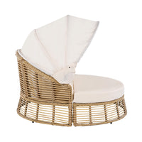 Alora 53-Inch Outdoor Patio Rattan Round Wicker Daybed With Retractable Canopy
