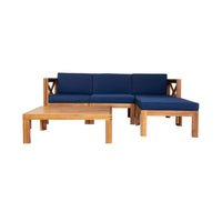 Alora 5-Piece Outdoor Patio Wood Sectional Sofa Set With Cushions