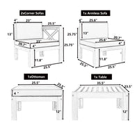 Alora 5-Piece Outdoor Patio Wood Sectional Sofa Set With Cushions