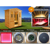Thermora Kora Deluxe 3-Person Outdoor Full Spectrum Low EMF Infrared Home Sauna With Bluetooth Speakers And LED Reading Light