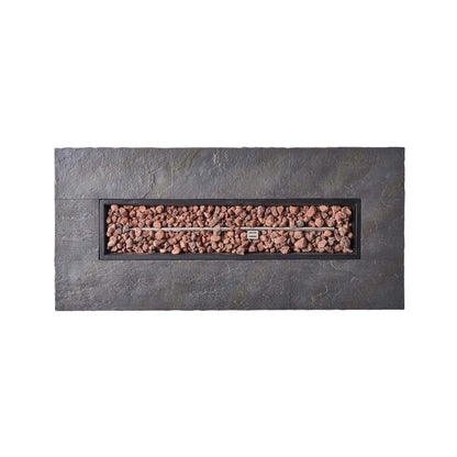 Alora Premium 56" Outdoor Rectangular Concrete Propane Fire Pit W/ Faux Stone Pattern, 50K BTU (SAK31845)