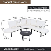 Alora Premium Half-Moon 6-Person Curved All-Weather Outdoor Furniture Sofa Patio Set With Coffee Table And Cushions