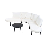 Alora Premium Half-Moon 6-Person Curved All-Weather Outdoor Furniture Sofa Patio Set With Coffee Table And Cushions