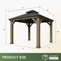 Alora Premium Outdoor Cedar Wood Galvanized Steel Hardtop Gazebo