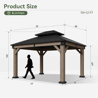 Alora Premium Outdoor Cedar Wood Galvanized Steel Hardtop Gazebo