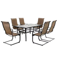 Outdoor Patio Dining Set Built for All-Season Entertaining, Rectangle Table, Padded Sling Chairs, 7-Piece