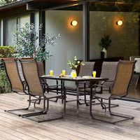 Outdoor Patio Dining Set Built for All-Season Entertaining, Rectangle Table, Padded Sling Chairs, 7-Piece