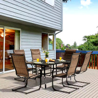 Outdoor Patio Dining Set Built for All-Season Entertaining, Rectangle Table, Padded Sling Chairs, 7-Piece