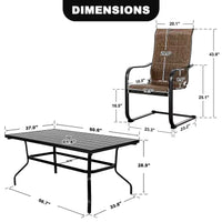 Outdoor Patio Dining Set Built for All-Season Entertaining, Rectangle Table, Padded Sling Chairs, 7-Piece