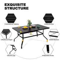 Outdoor Patio Dining Set Built for All-Season Entertaining, Rectangle Table, Padded Sling Chairs, 7-Piece
