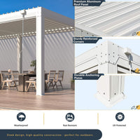 Alora Louvered Aluminum Pergola With Adjustable Roof And Pull-Down Screens